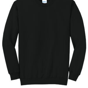 Classic black long-sleeve crewneck sweater with ribbed cuffs and hem.